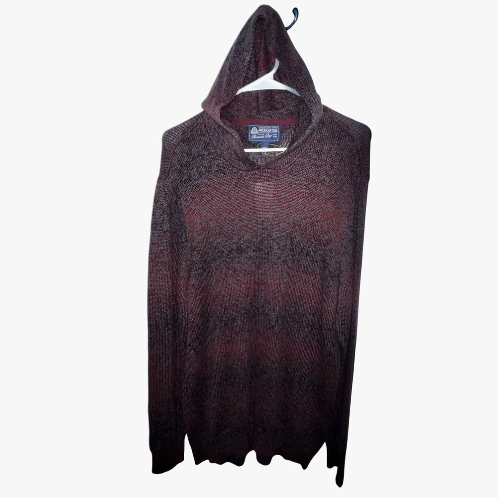 American Rag Mens Ombre-Stripe Hoodie Sweatshirt, Red Size Large Lightweight New - Picture 2 of 11